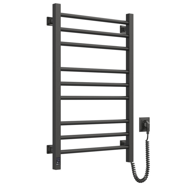 Heated towel rail Classic Quadro 500x800 Sensor right with timer, black moire