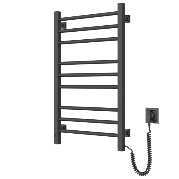 Heated towel rail Classic Quadro 500x800 Sensor right with timer, black moire