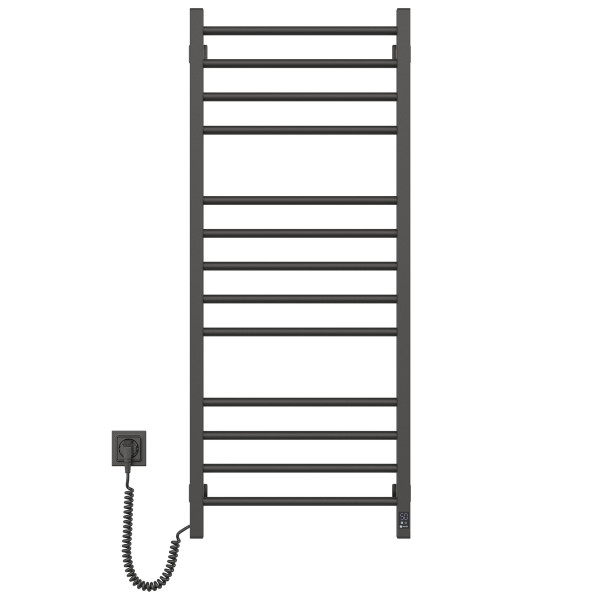 Heated towel rail Classic Quadro 500x1200 Sensor left with timer, black moire