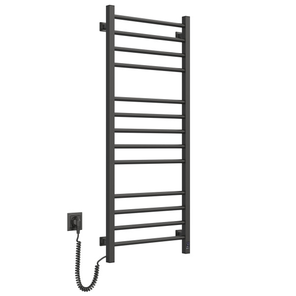 Heated towel rail Classic Quadro 500x1200 Sensor left with timer, black moire