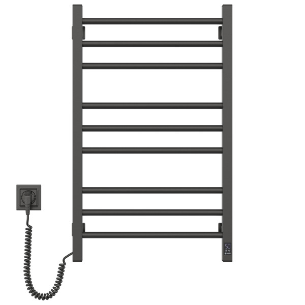 Heated towel rail Classic Quadro 500x800 Sensor left with timer, black moire