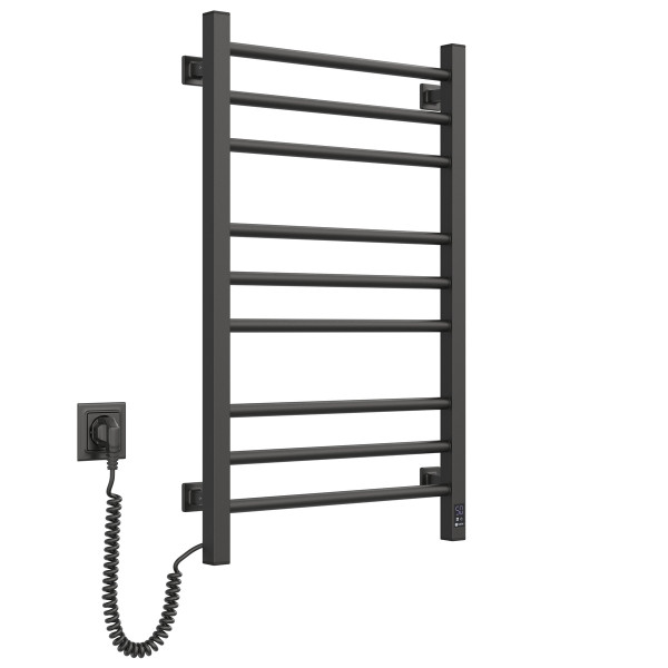 Heated towel rail Classic Quadro 500x800 Sensor left with timer, black moire