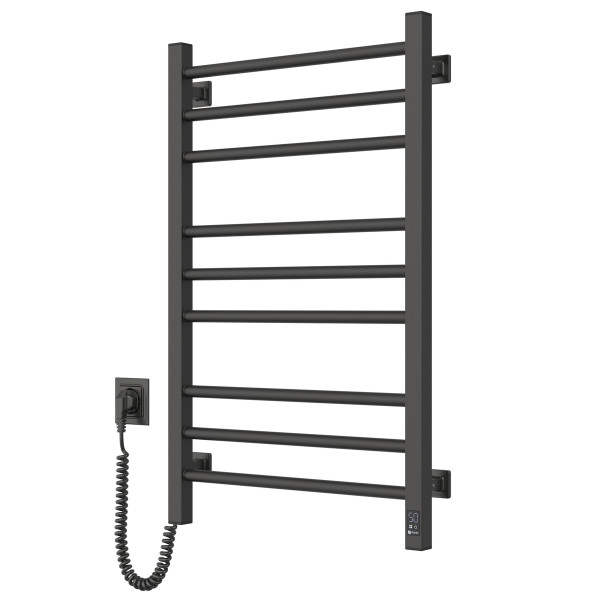 Heated towel rail Classic Quadro 500x800 Sensor left with timer, black moire