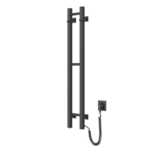 Electric heated towel rail NAVIN Silhouette Quadro 160x1000 right, black moiré