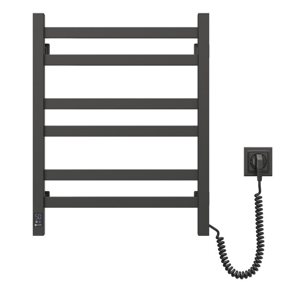 Electric heated towel rail NAVIN Avangard 480x600 Sensor, black, right, timer