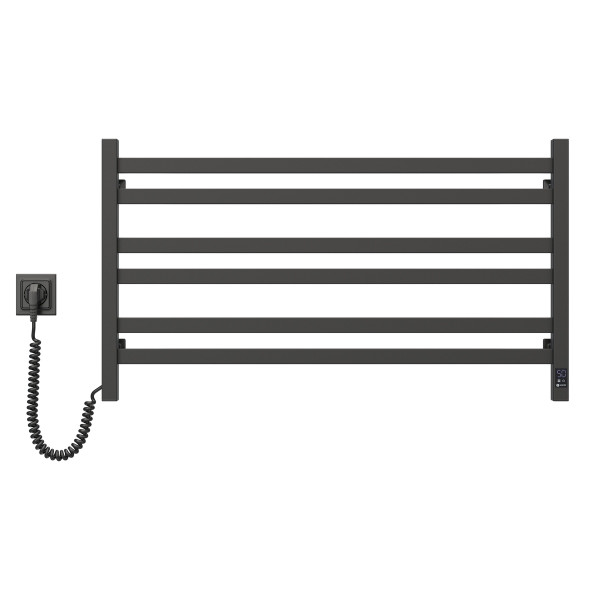 Electric heated towel rail NAVIN Avangard 900x500 Sensor, black moiré, left, timer