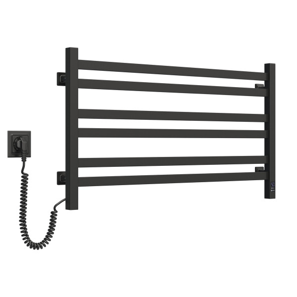 Electric heated towel rail NAVIN Avangard 900x500 Sensor, black moiré, left, timer