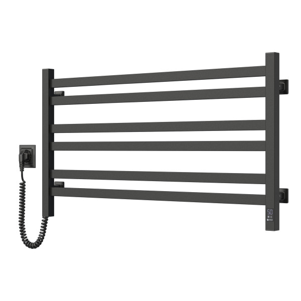 Electric heated towel rail NAVIN Avangard 900x500 Sensor, black moiré, left, timer