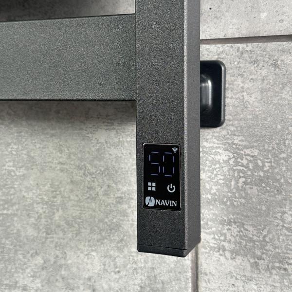 Электрическое полотенцесушитель NAVIN Largo 1100х500 Sensor с Wi-Fi, широкий левосторонний, чёрный муар