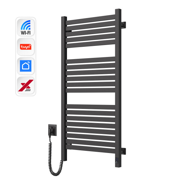 Електрична рушникосушка NAVIN Авангард X 480х1000 Sensor з WI-FI лівобічна, чорний муар