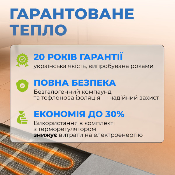 Тепла підлога NAVIN HaloClear 190/600, електричний нагрівальний мат