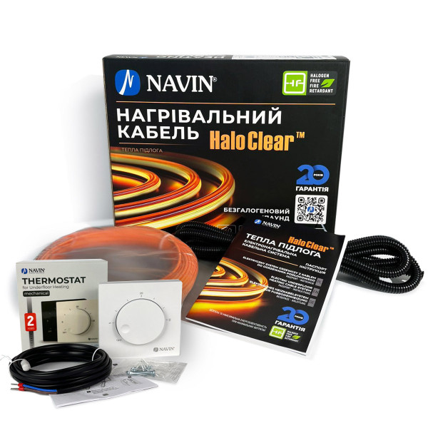 Комплект теплої підлоги кабель NAVIN HaloClear Basic 18/520 білий