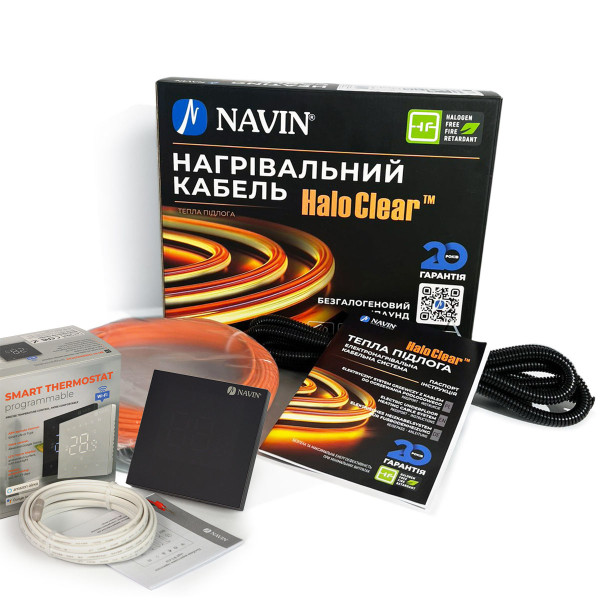 Комплект теплої підлоги кабель NAVIN HaloClear Comfort 18/100 чорний