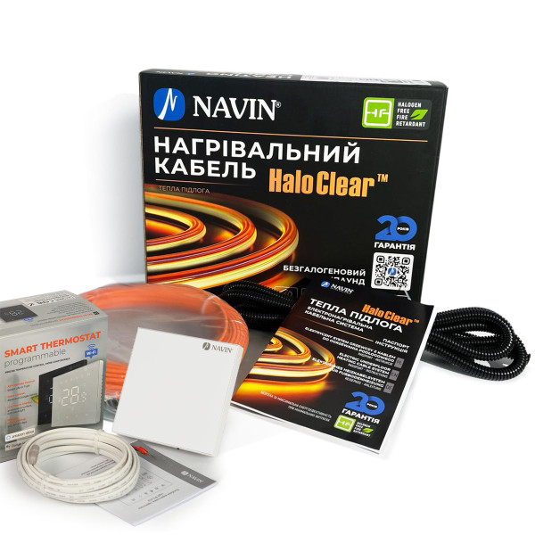 Комплект теплої підлоги кабель NAVIN HaloClear Comfort 18/260 білий