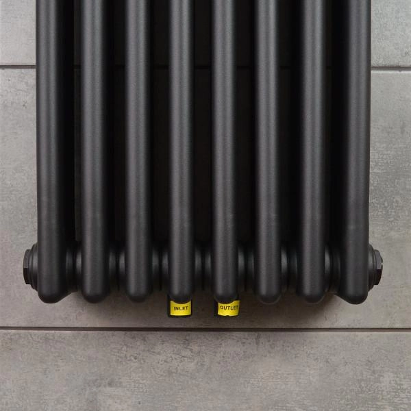 NAVIN Calidum 3-8 Vertical Radiator, 372 × 1800 mm, 50 mm Bottom-Center Connection, Anticor, black moire